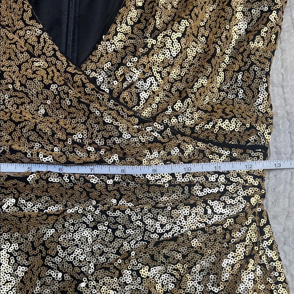 Tadashi Shoji Gold Sequin Long Sleeve Dress - Picture 8 of 10